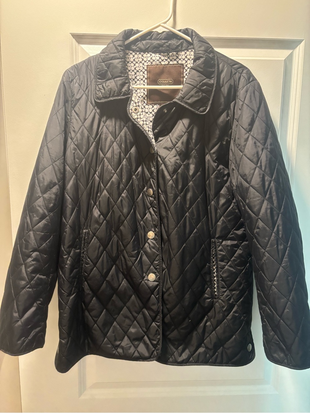 Coach Quilted Black Jacket with Patterned Lining